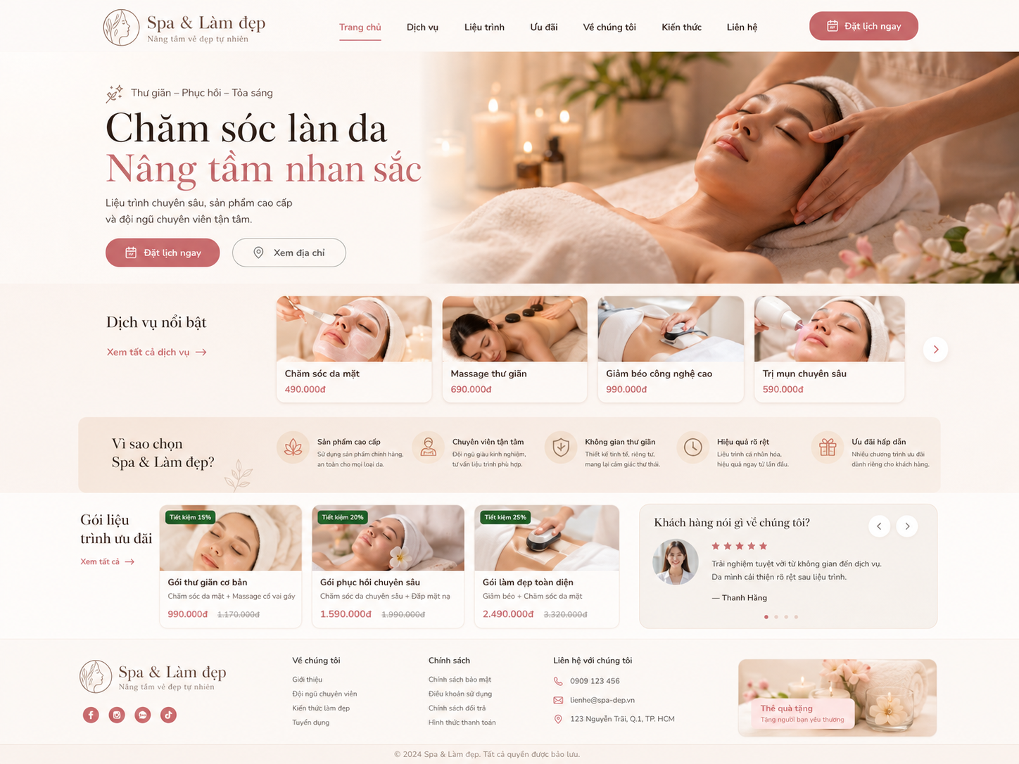 Hình ảnh không gian spa làm đẹp với bảng giá dịch vụ