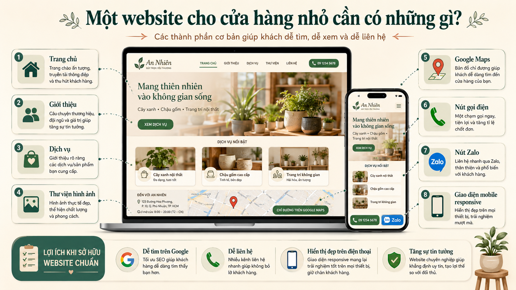 Các thành phần quan trọng của website cửa hàng nhỏ